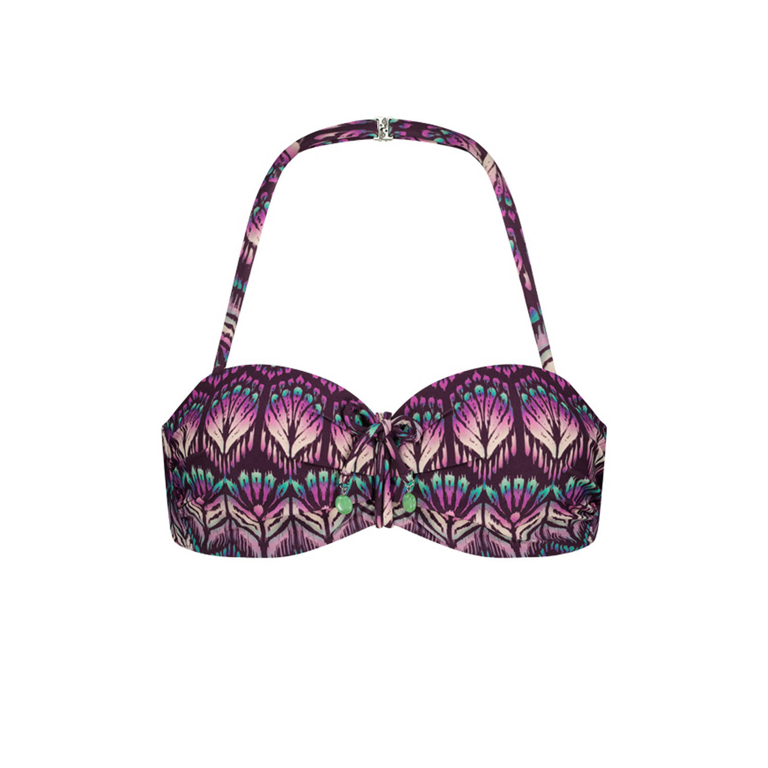 Cyell voorgevormde strapless bandeau bikinitop paars multi