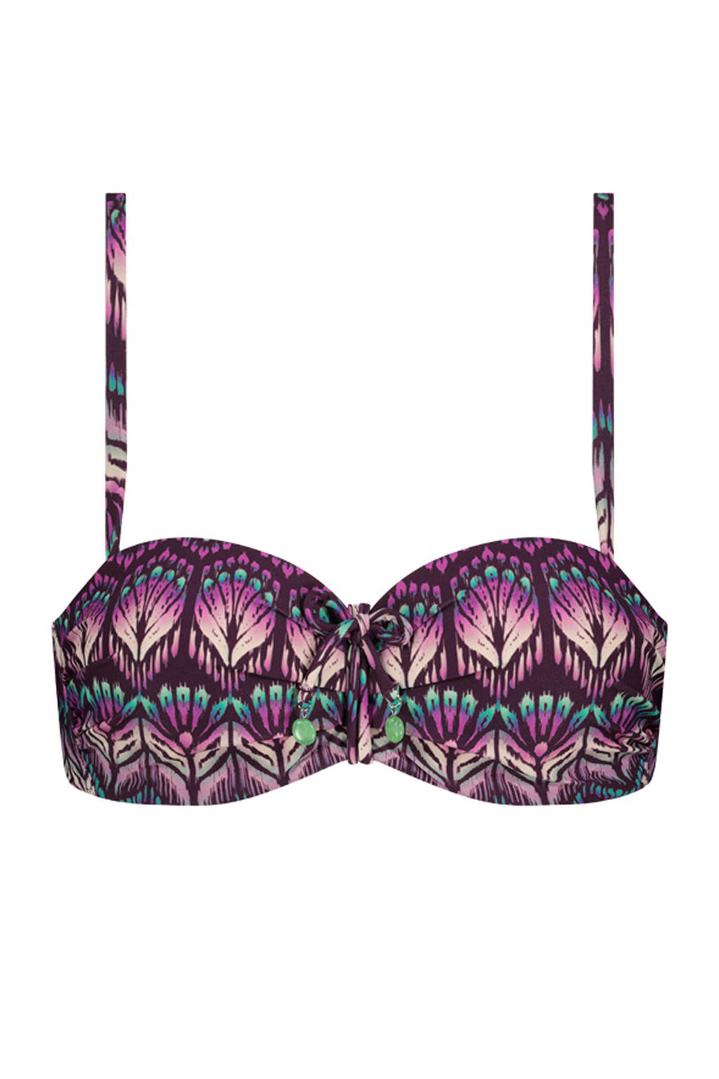 Cyell voorgevormde strapless bandeau bikinitop paars/multi