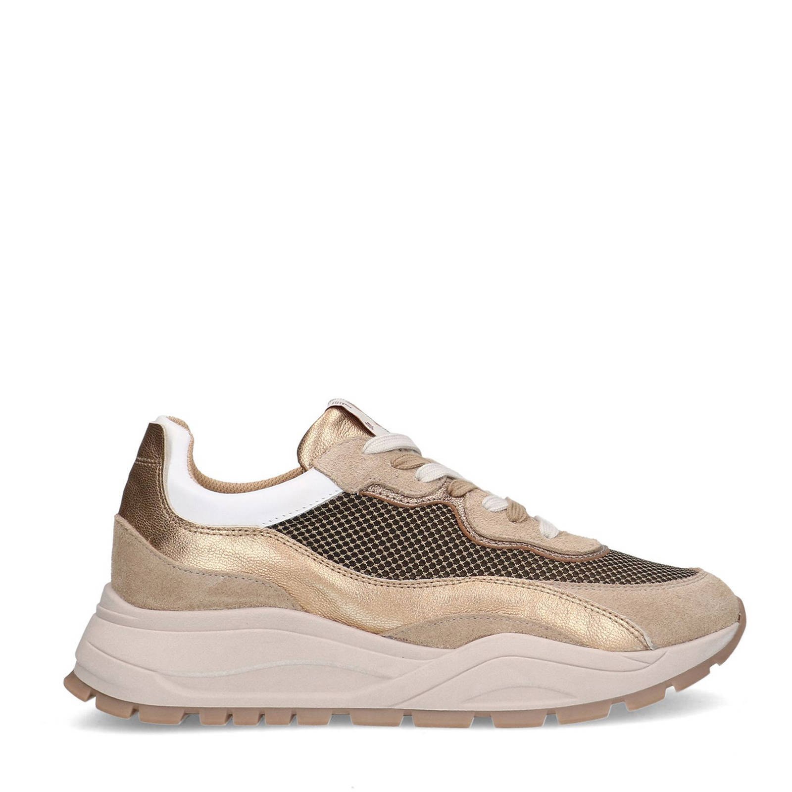 Sacha chunky leren sneakers goud wehkamp