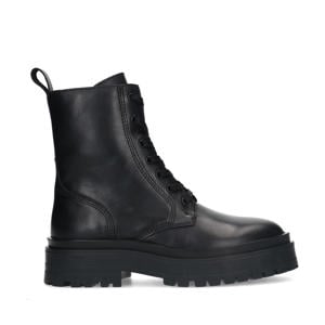 chunky leren veterboots zwart