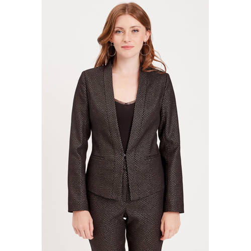 Cache Cache metallic getailleerde blazer met all over print en glitters zwart/ zilver afbeelding