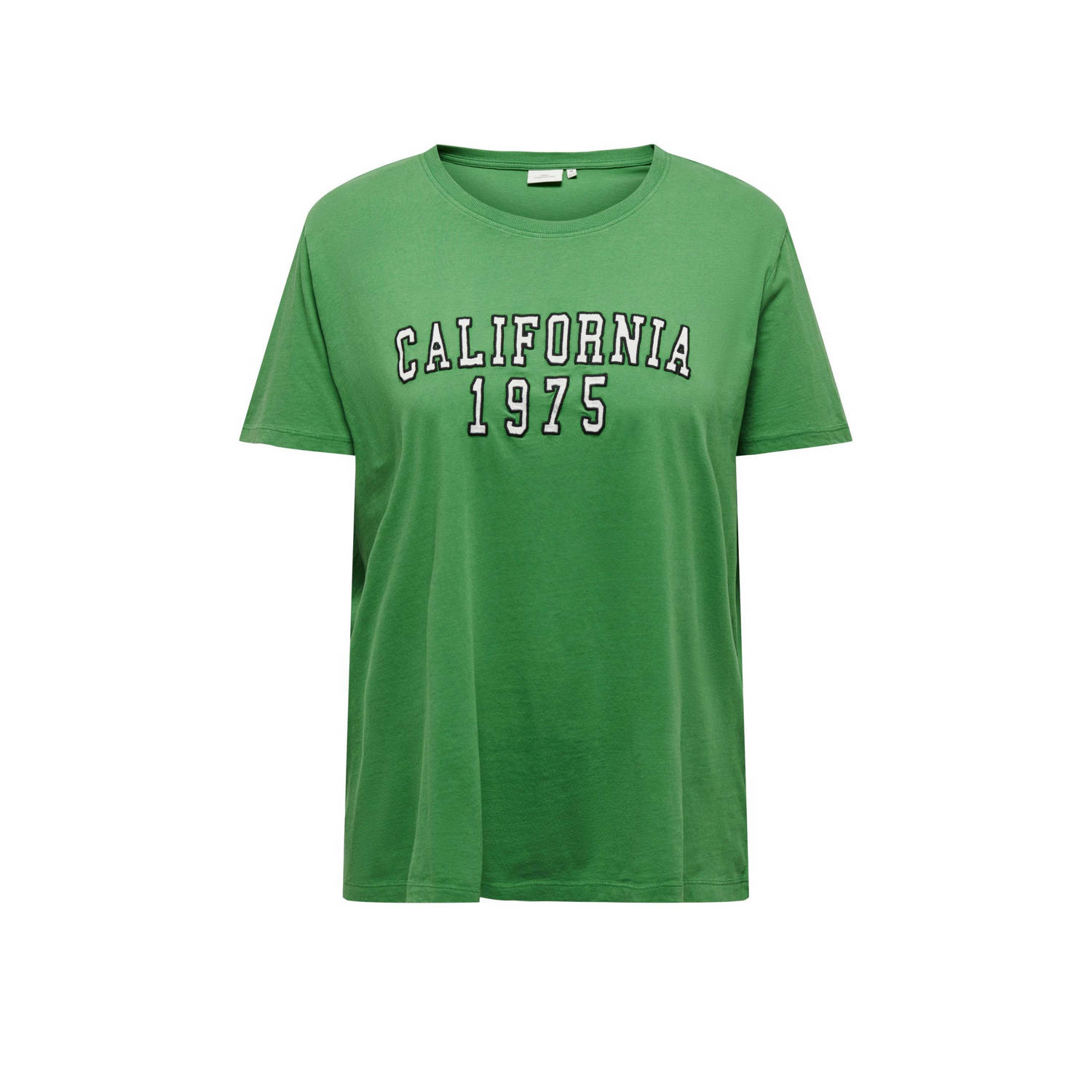 ONLY CARMAKOMA T-shirt CARSPORTA met tekst groen