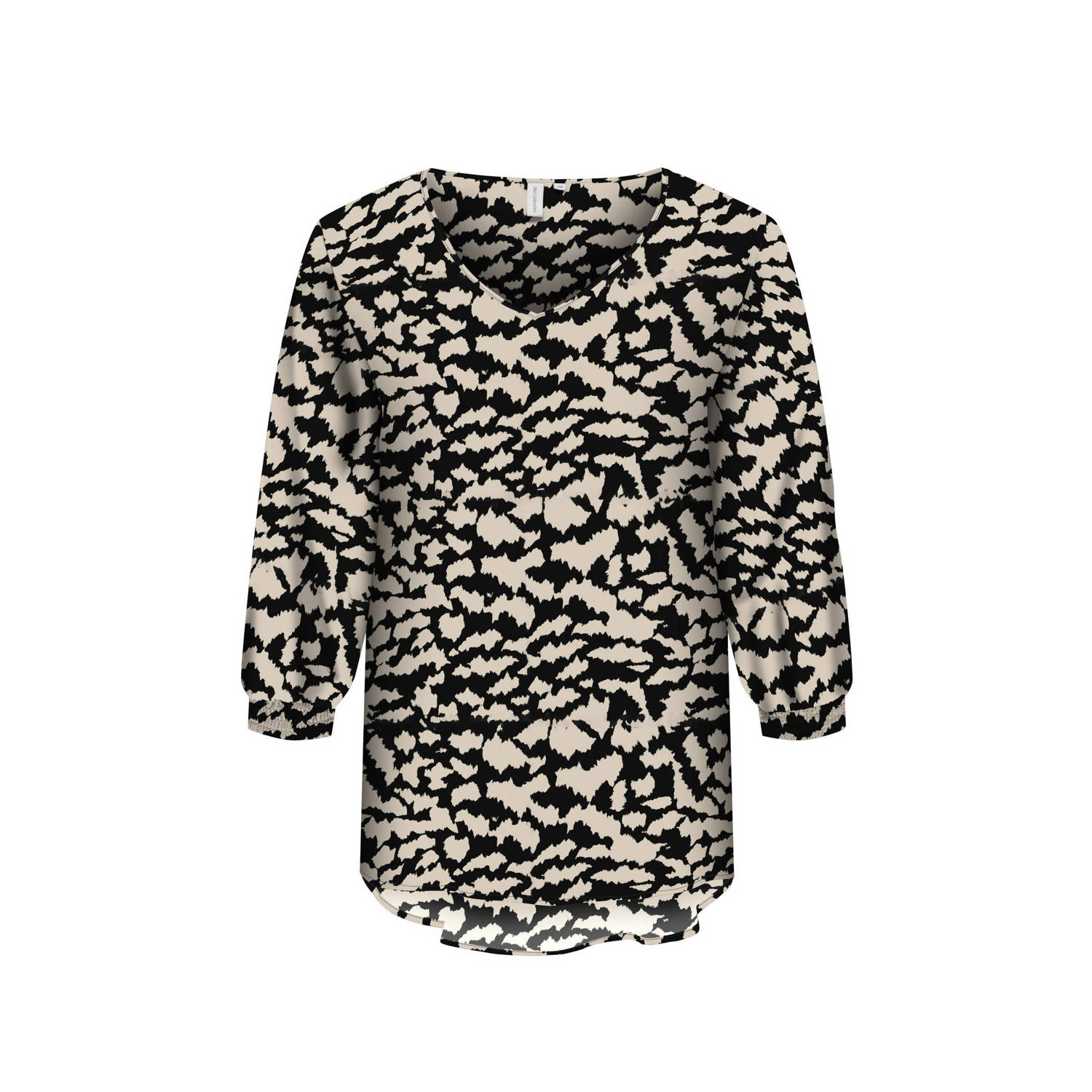 ONLY CARMAKOMA top CARNOVA met all over print zwart zand