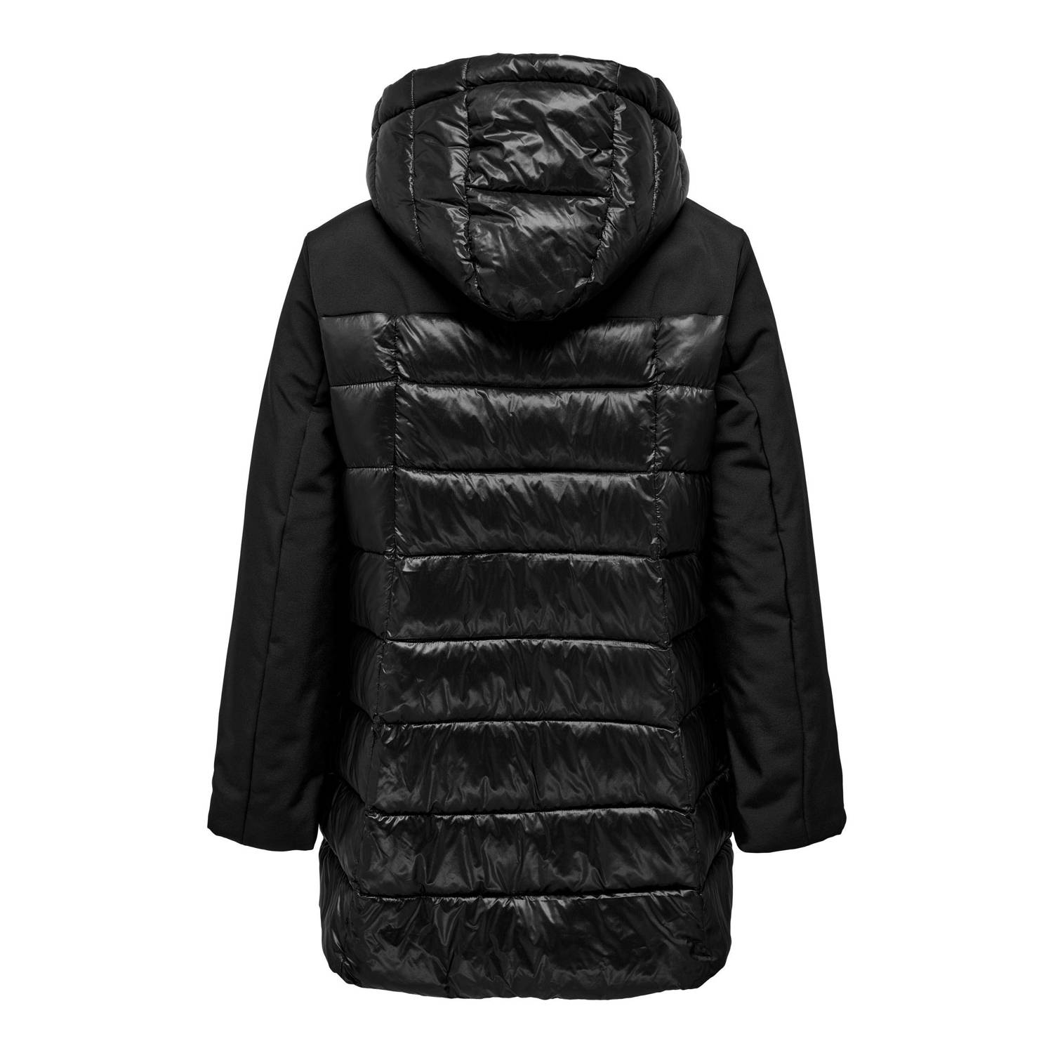 ONLY CARMAKOMA coated gewatteerde jas CARSOPHIE zwart