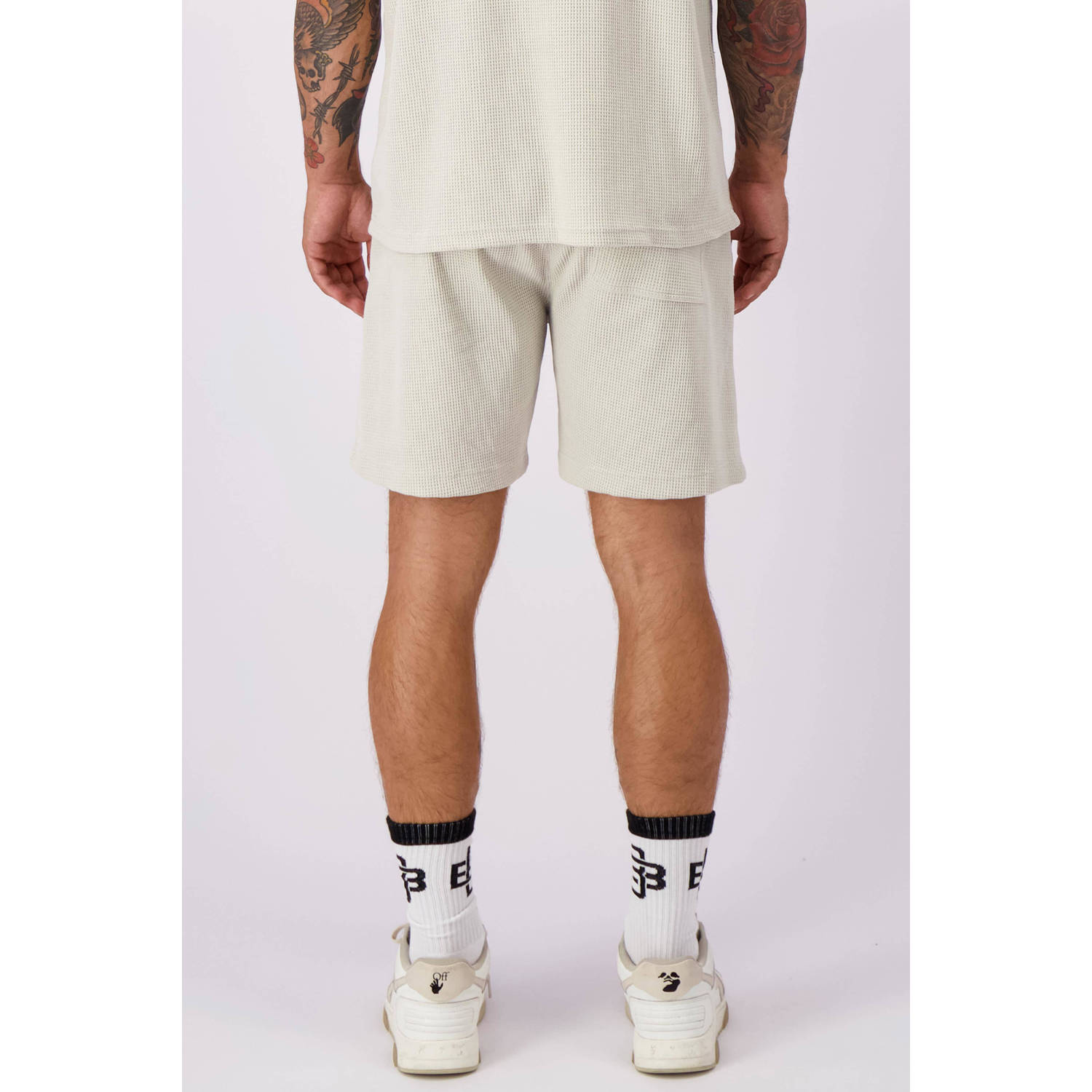 BLACK BANANAS regular fit short MONOGRAM met textuur grijs