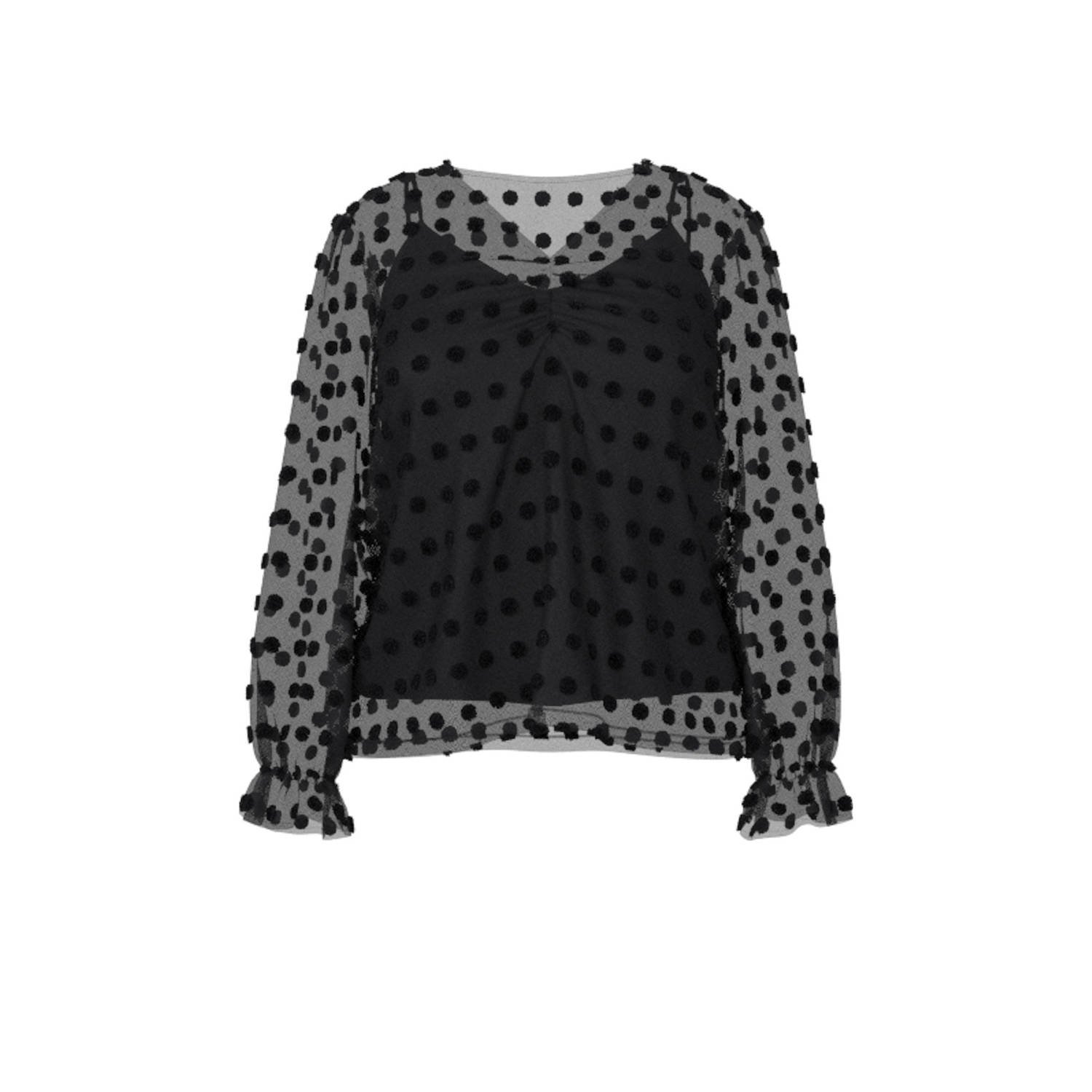 PIECES Curve semi-transparante blouse PCSYMMA met stippen zwart