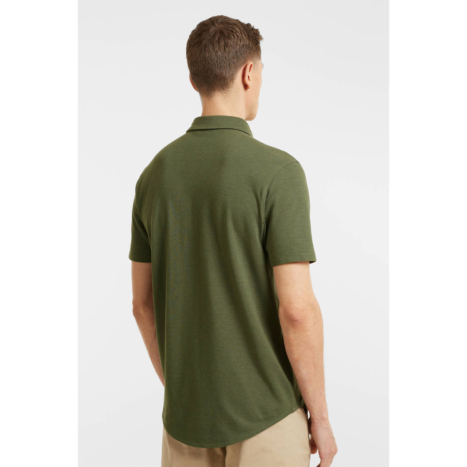 anytime piqué overhemd khaki