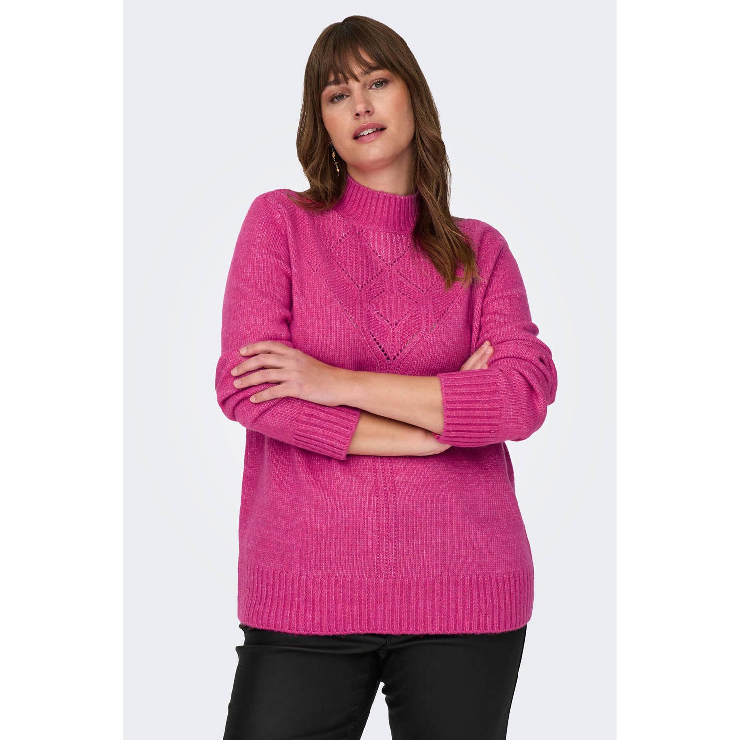 Only Carmakoma Carallie Life LS Highneck Coltrui Pink Dames