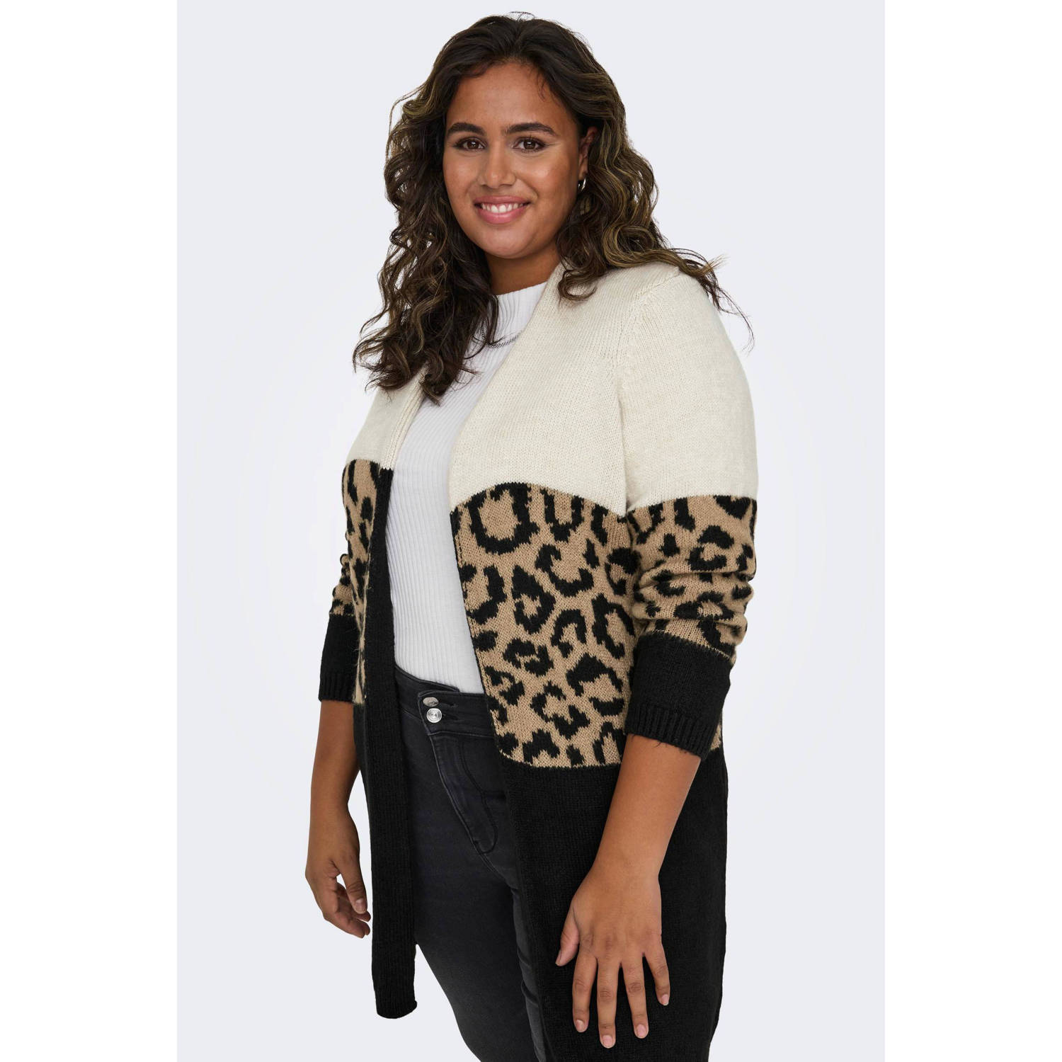 Only Carmakoma Animal Print Vest in Moonbeam Black Toasted Coconut Multicolor Dames