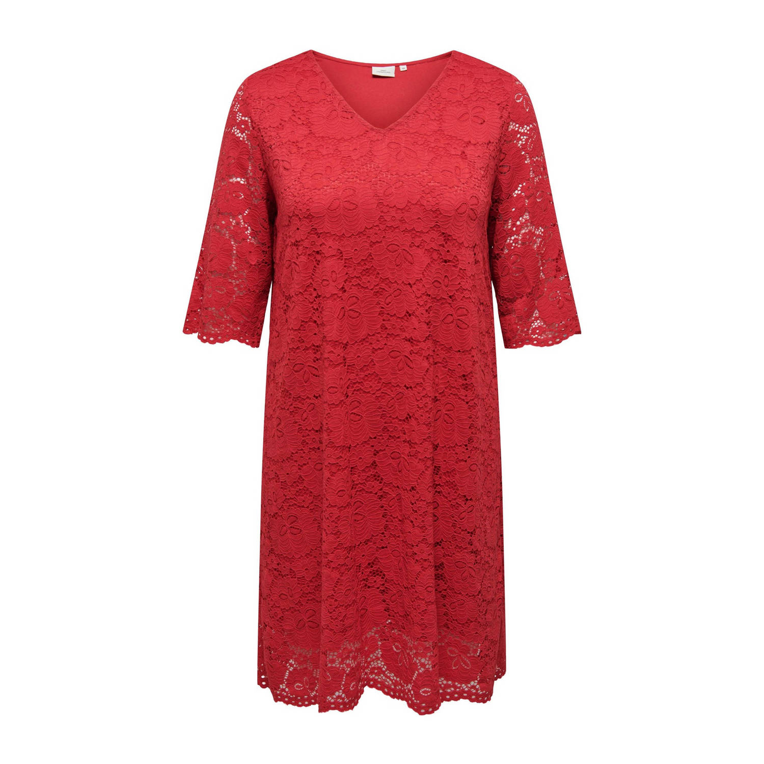 ONLY CARMAKOMA jurk CARSUMMER met kant rood