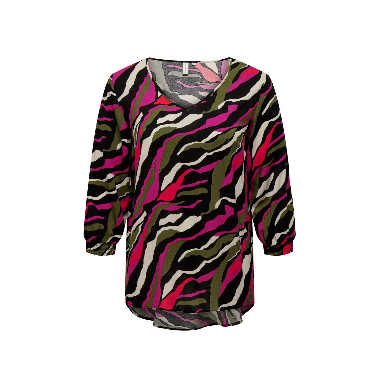 ONLY CARMAKOMA blousetop CARNOVA met dierenprint roze zwart kaki