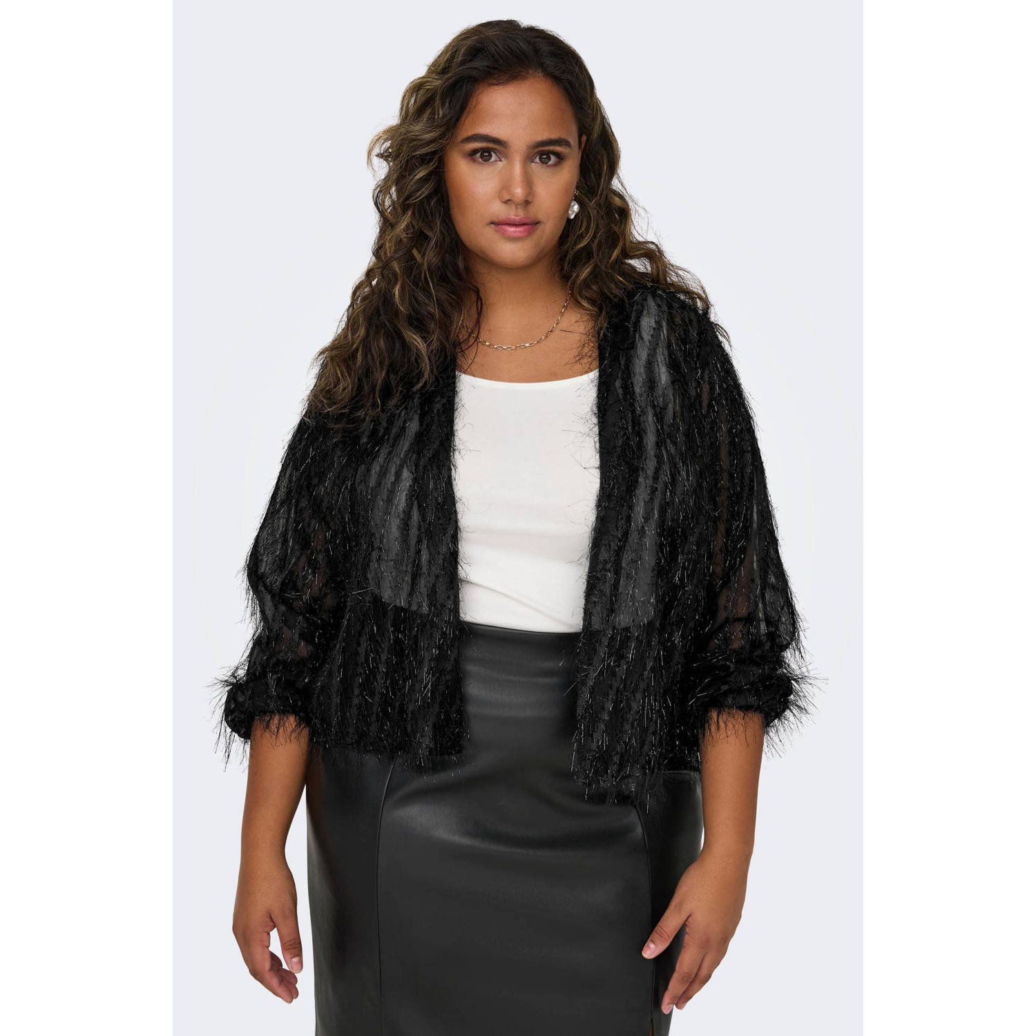 ONLY CARMAKOMA semi-transparant bolero CARPARTINI zwart