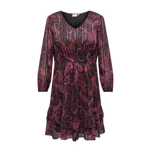 ONLY CARMAKOMA A-lijn jurk CARCLARIE met paisleyprint zwart/roze