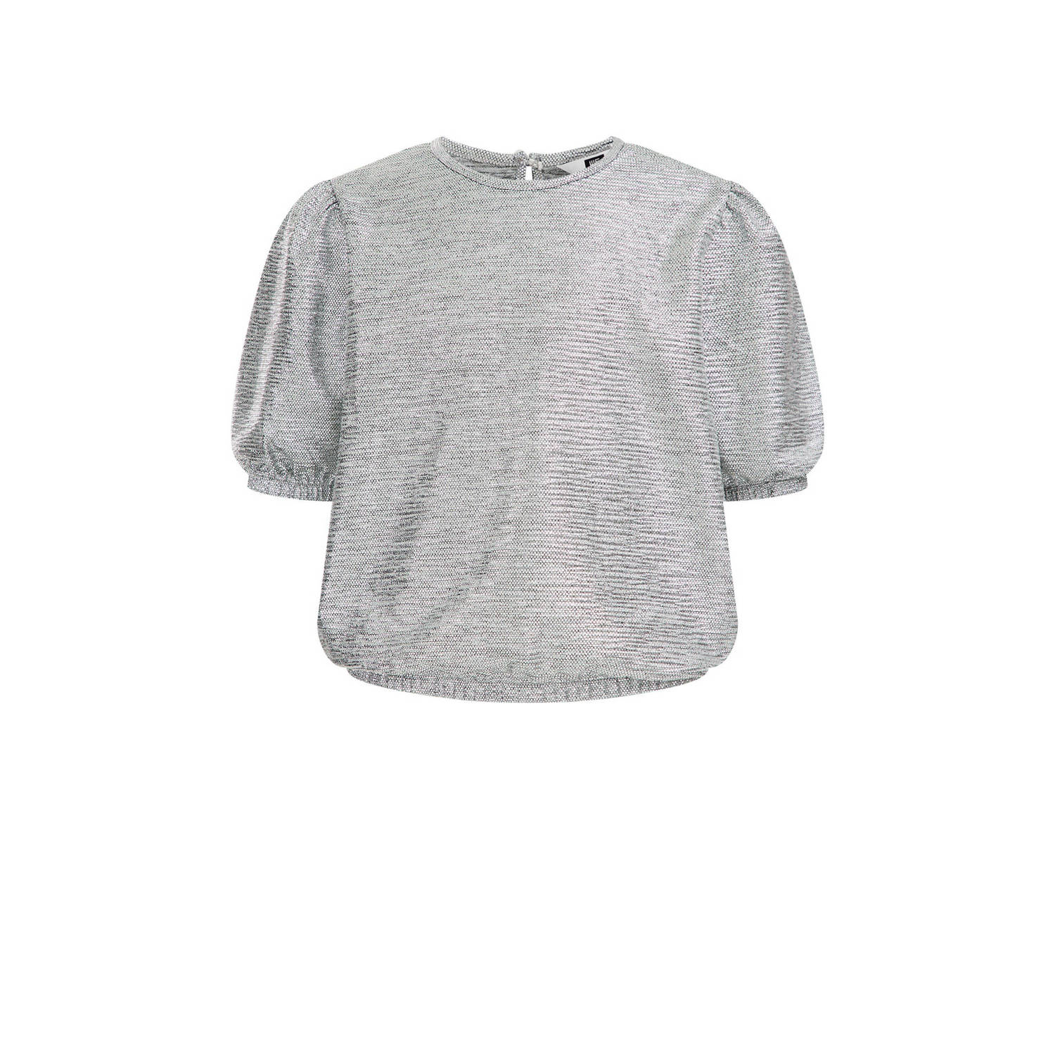 WE Fashion top Milana zilver Meisjes Polyester Ronde hals 110 116