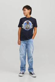 thumbnail: Light blue denim jongens JACK & JONES JUNIOR high waist loose fit jeans blue van denim met knoopsluiting