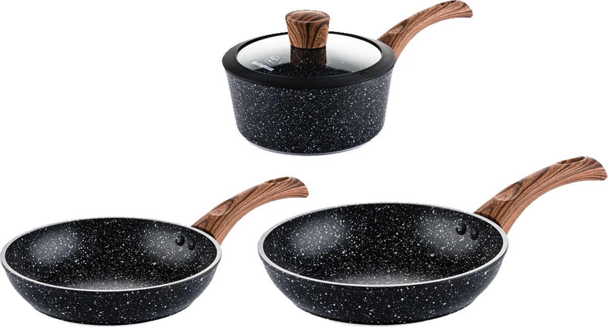 Wok Anti-Adhésif Westinghouse 30 Cm - Revêtement Marbre, Compatible Induction, Poignée Silicone