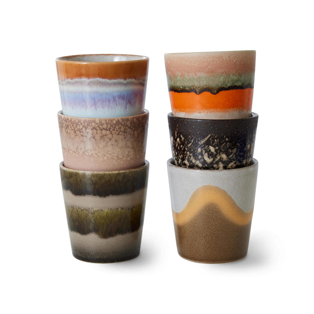 HKLIVING koffiekopje 70s (Ø7,5 cm) (180 ml) (set van 6)