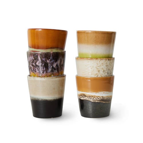 HKLIVING koffiekopje 70s (Ø7,5 cm) (180 ml) (set van 6) - Soil