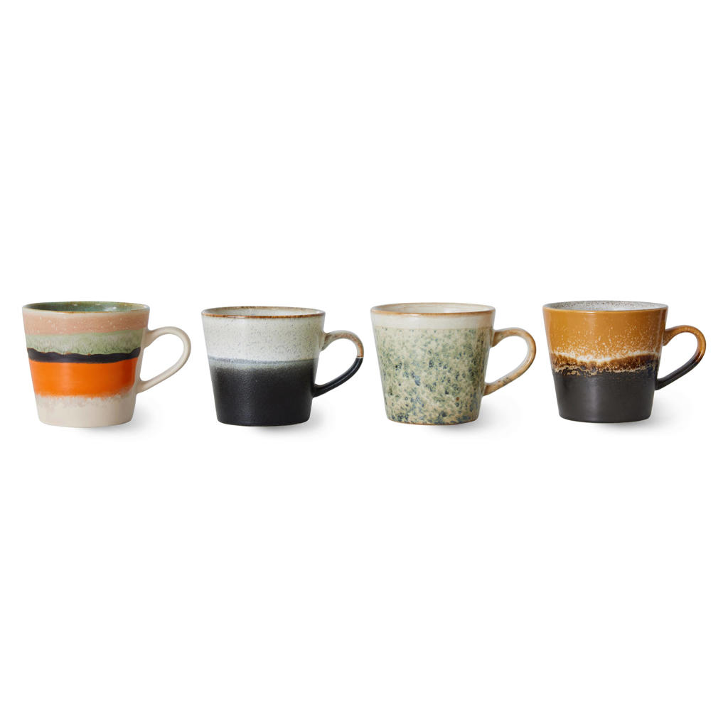 HKLIVING cappuccinomok 70s (Ø9,5 cm) (300 ml) (set van 4) | wehkamp