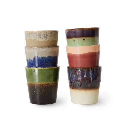 HKLIVING koffiekopje 70s (Ø7,5 cm) (180 ml) (set van 6) afbeelding
