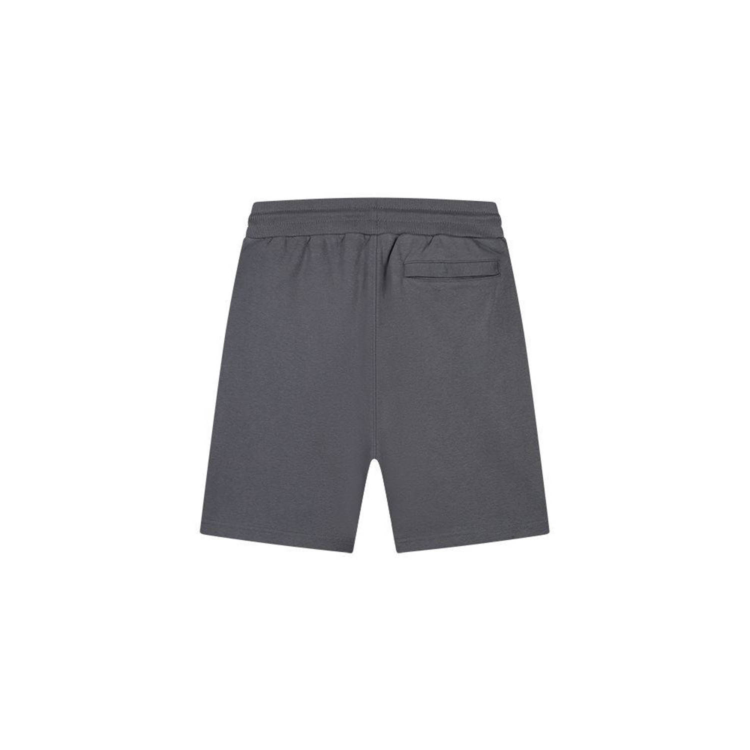 Malelions slim fit short met logo grijs