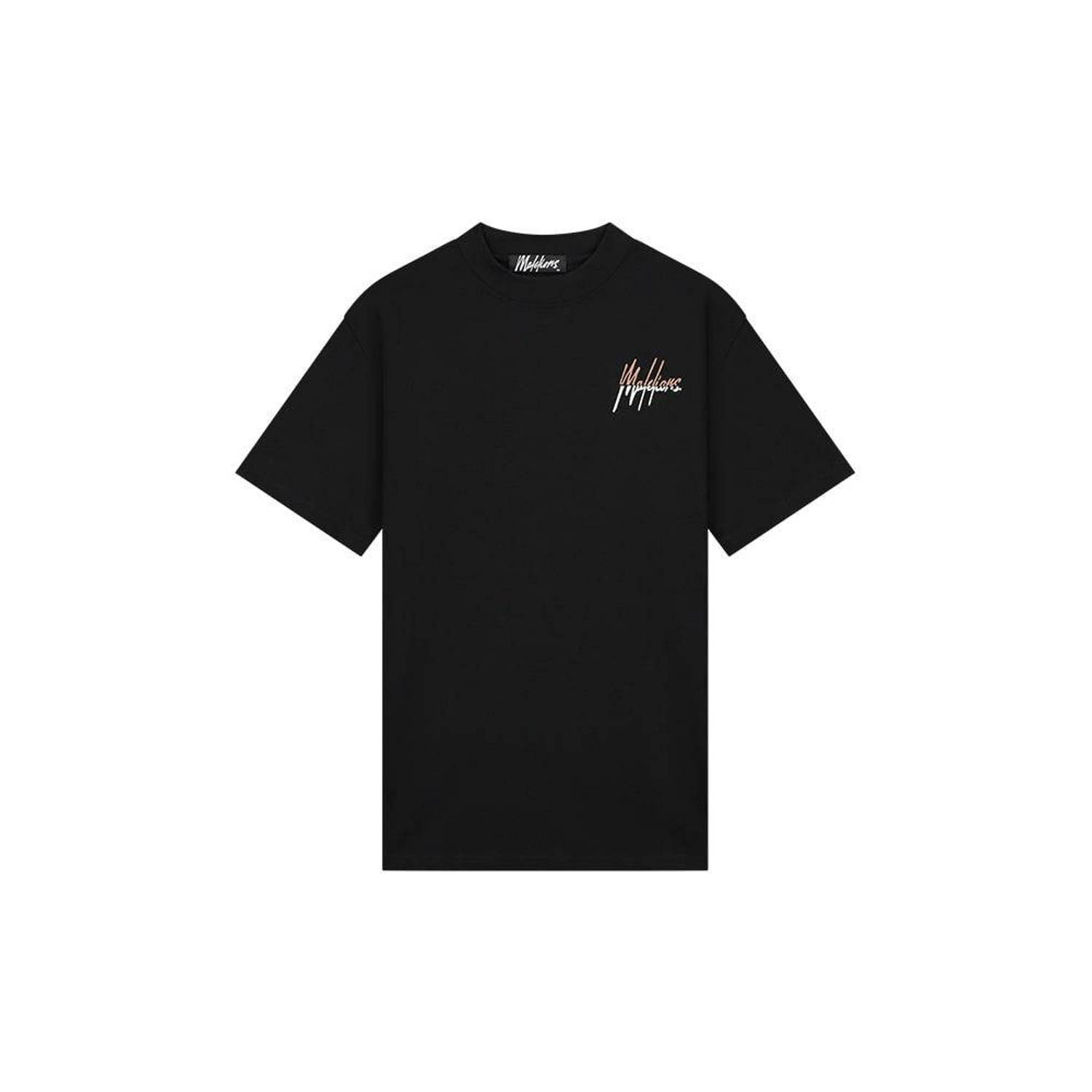 Malelions T-shirt met backprint black mauve