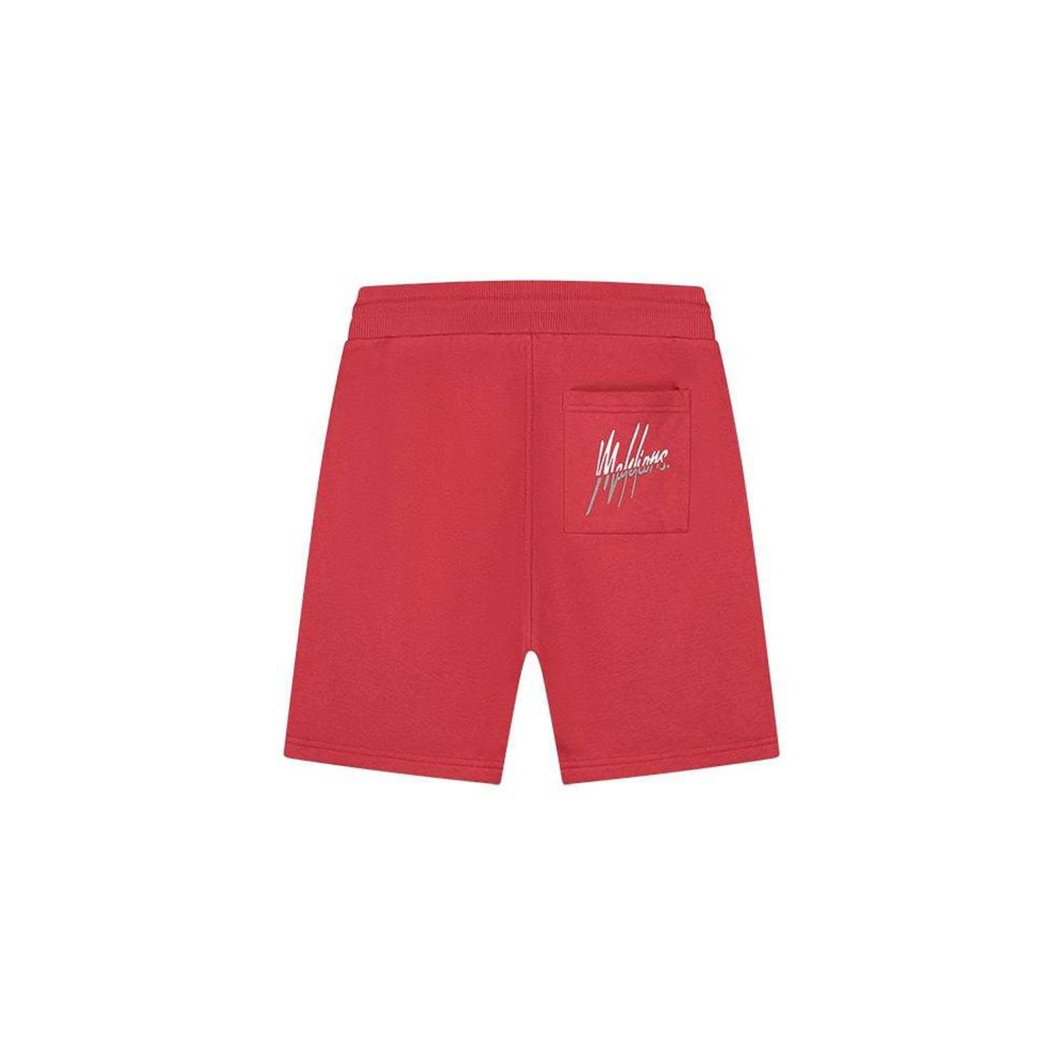 Malelions regular fit short met logo red grey