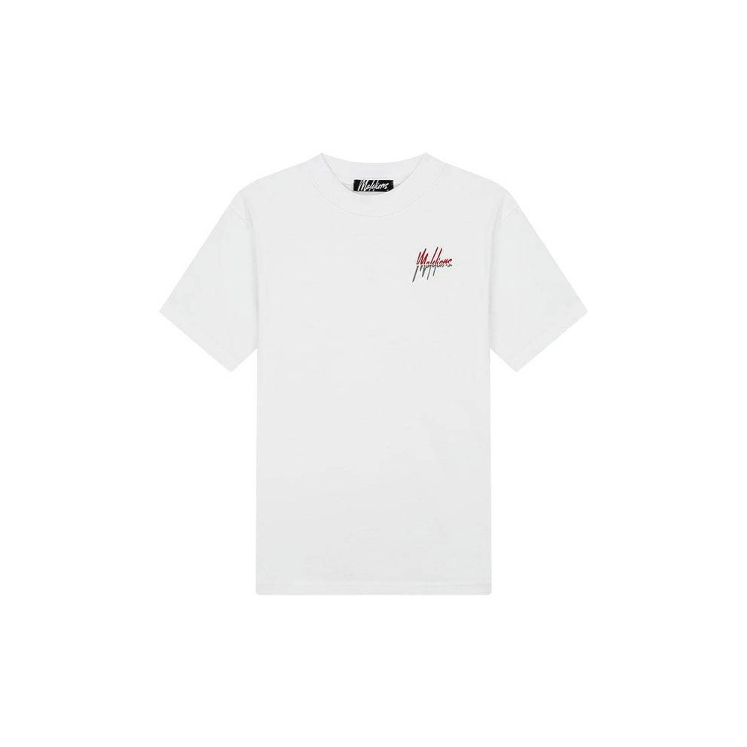 Malelions T-shirt met backprint white red