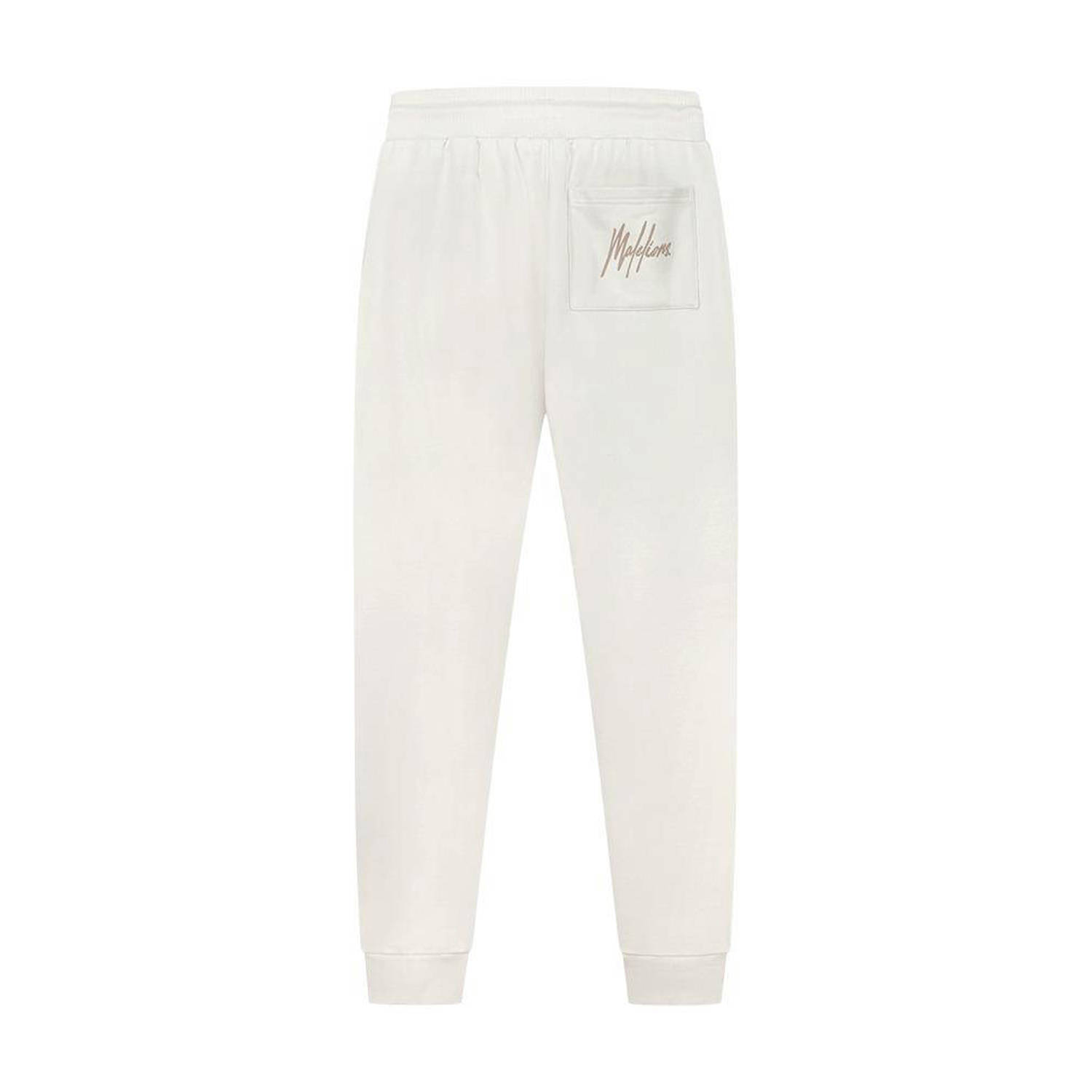 Malelions regular fit joggingbroek met logo off-white taupe