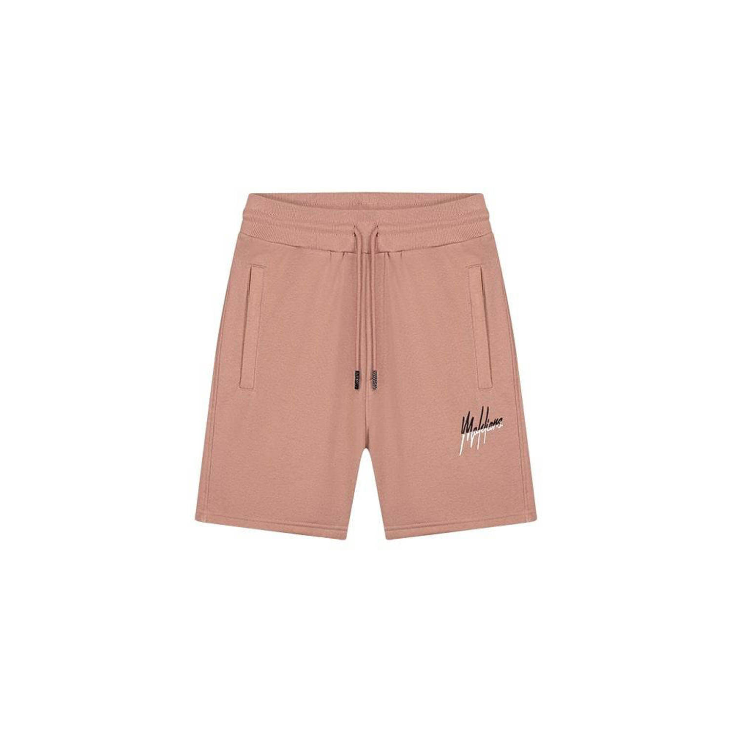 Malelions regular fit short met logo light mauve black