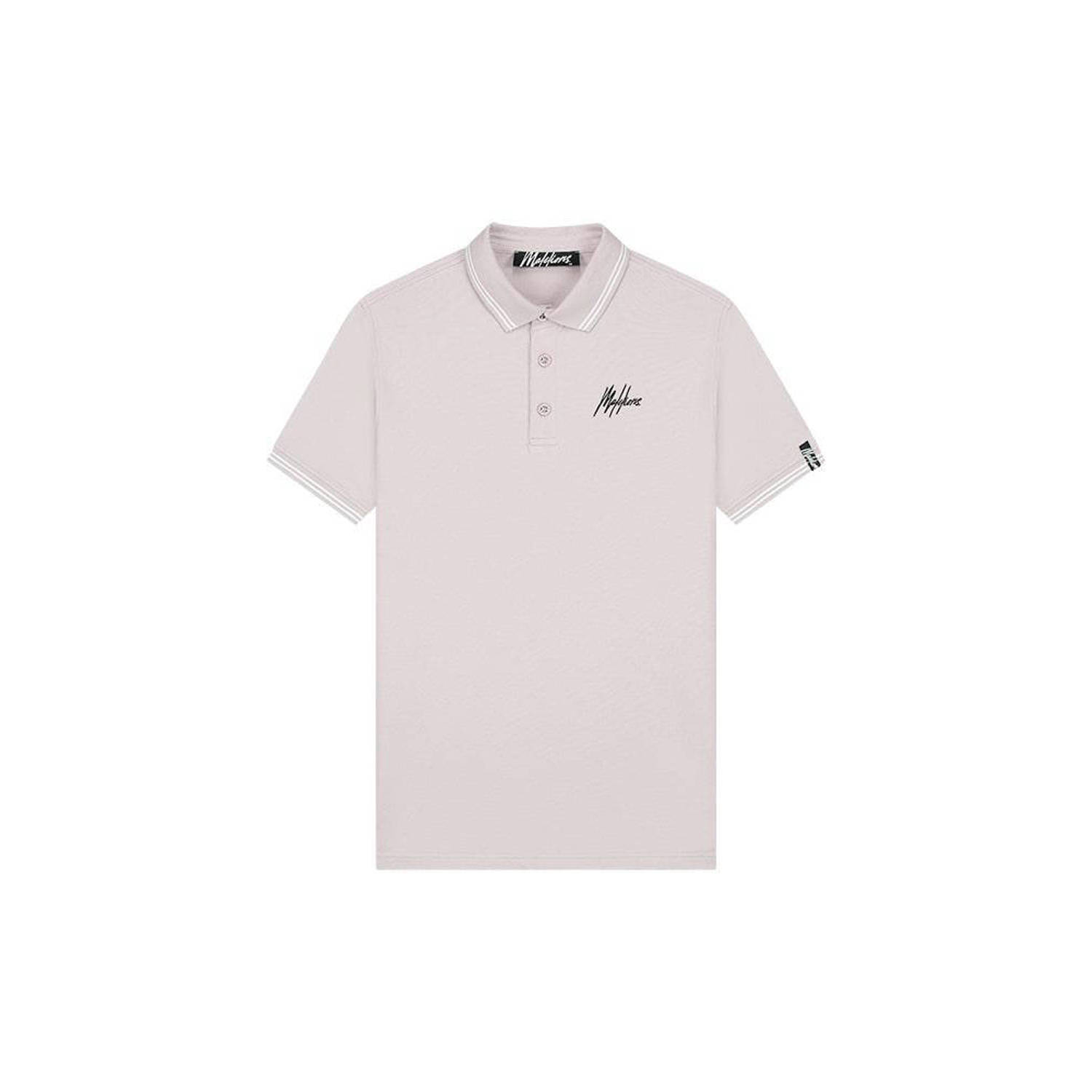 Malelions polo met logo taupe white