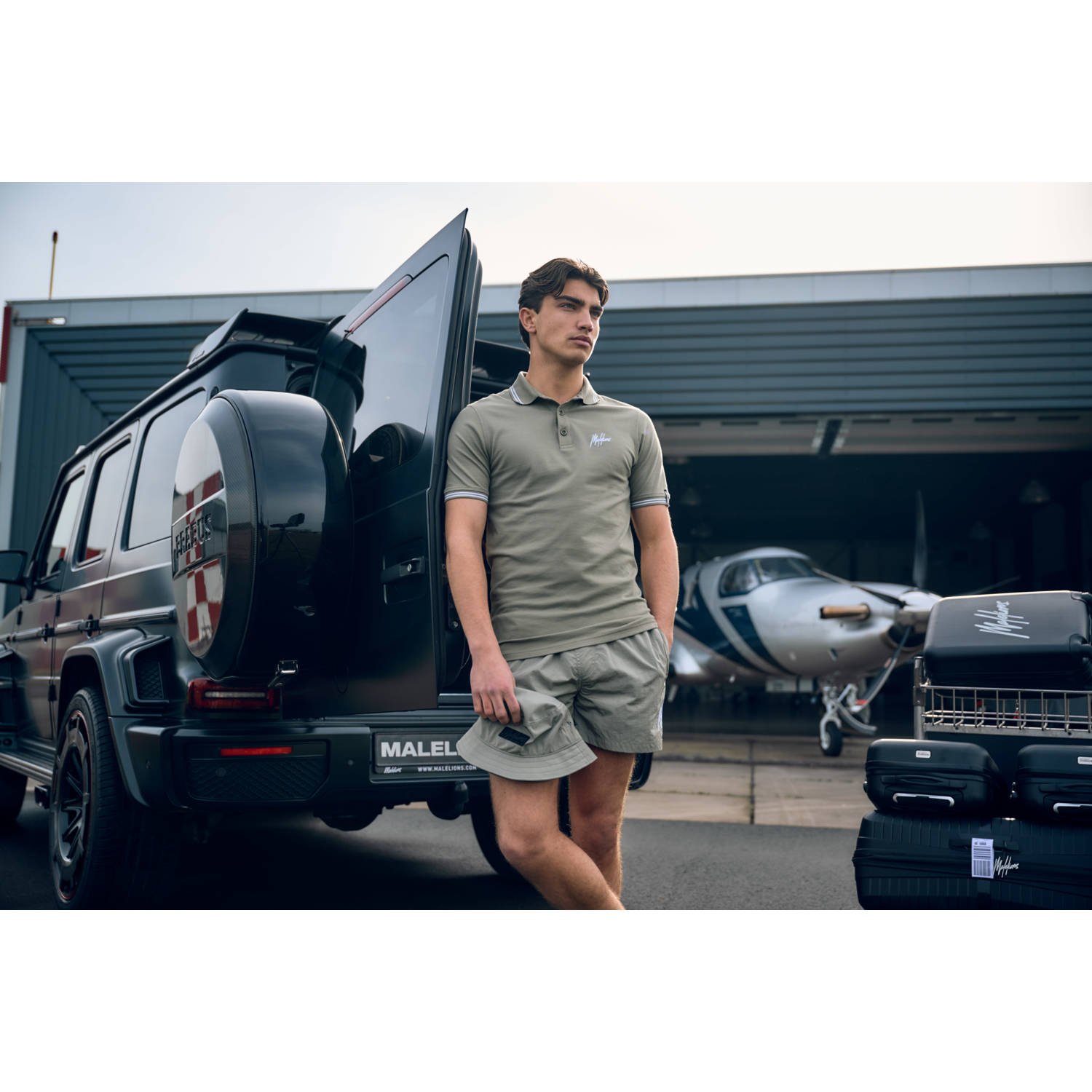 Malelions polo met logo dry sage