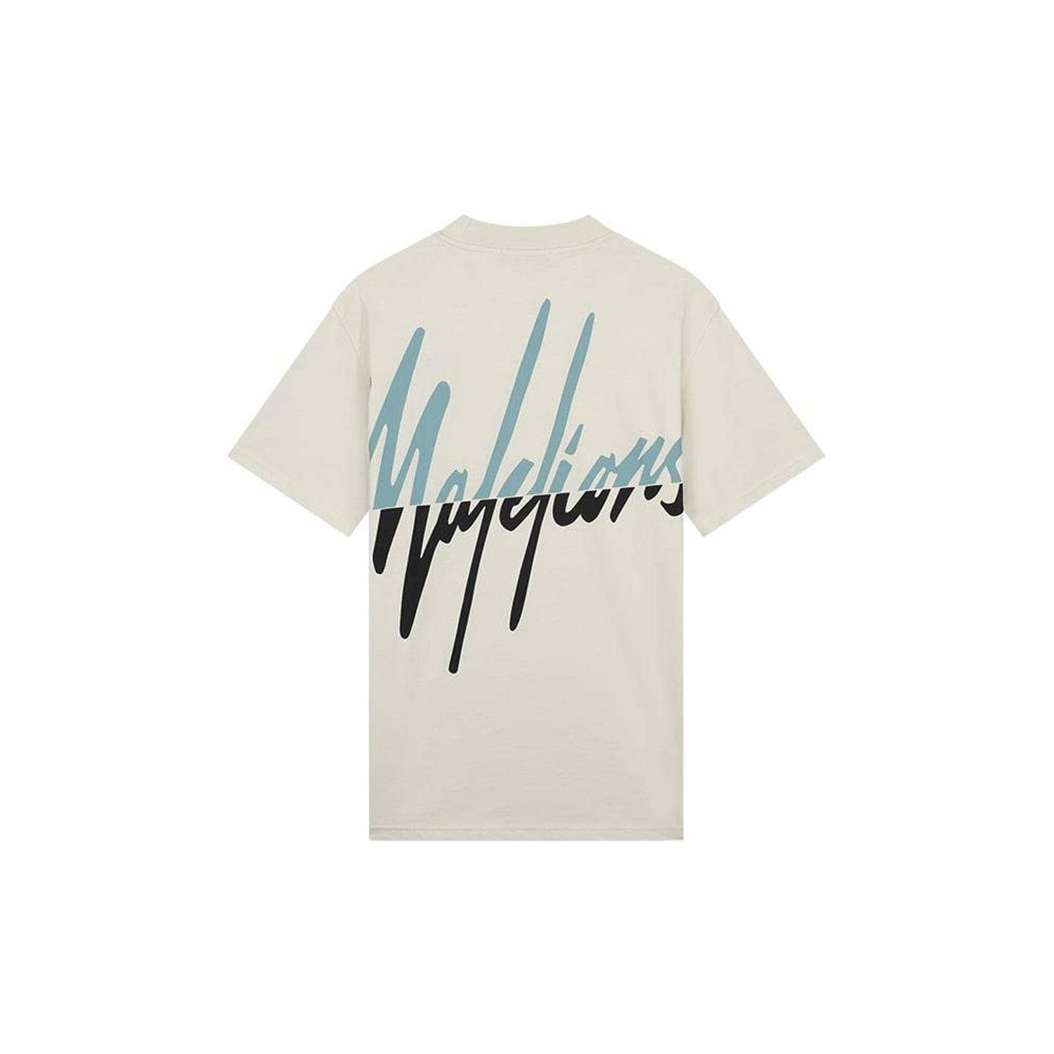 Malelions T-shirt met backprint off-white light blue