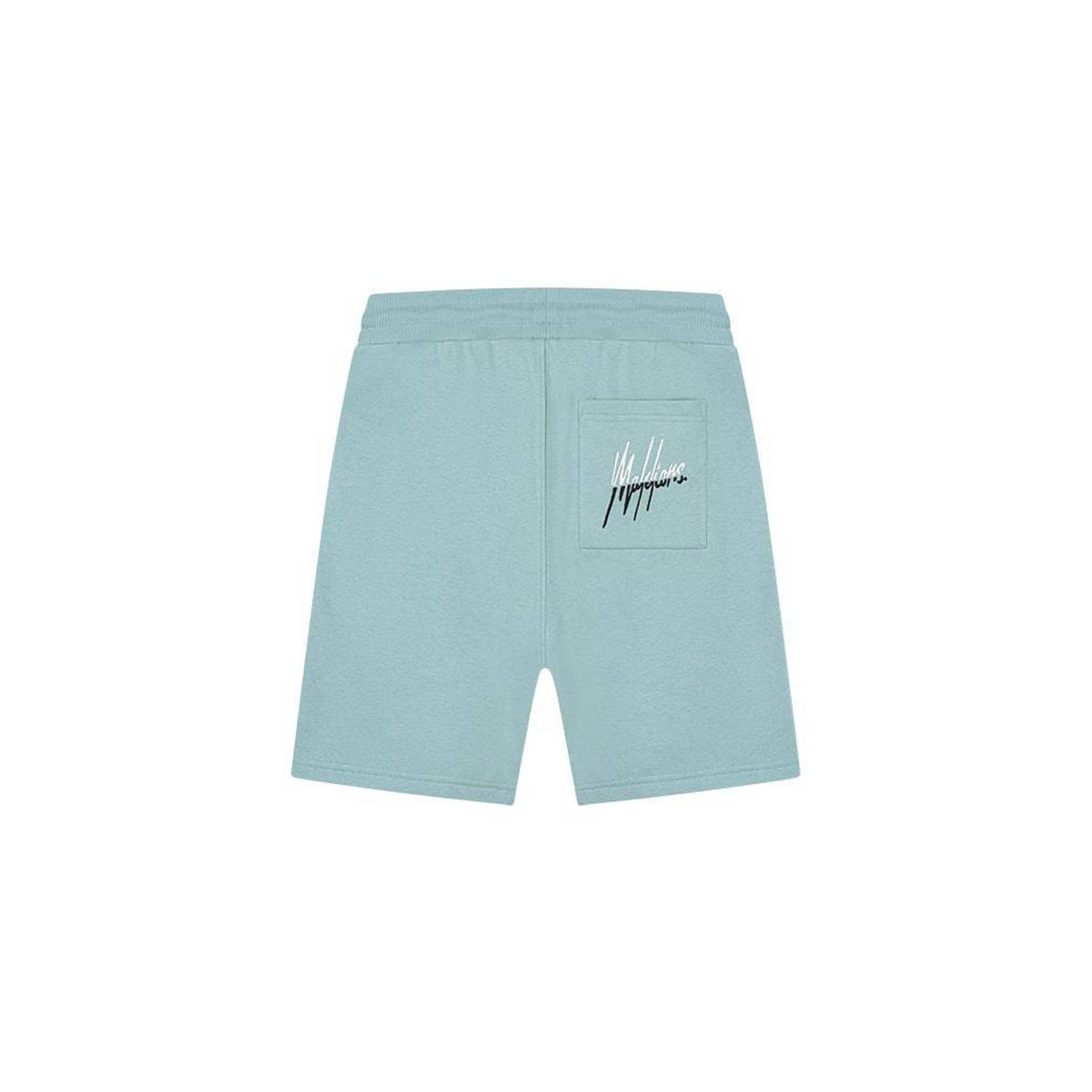 Malelions regular fit short met logo light blue off-white
