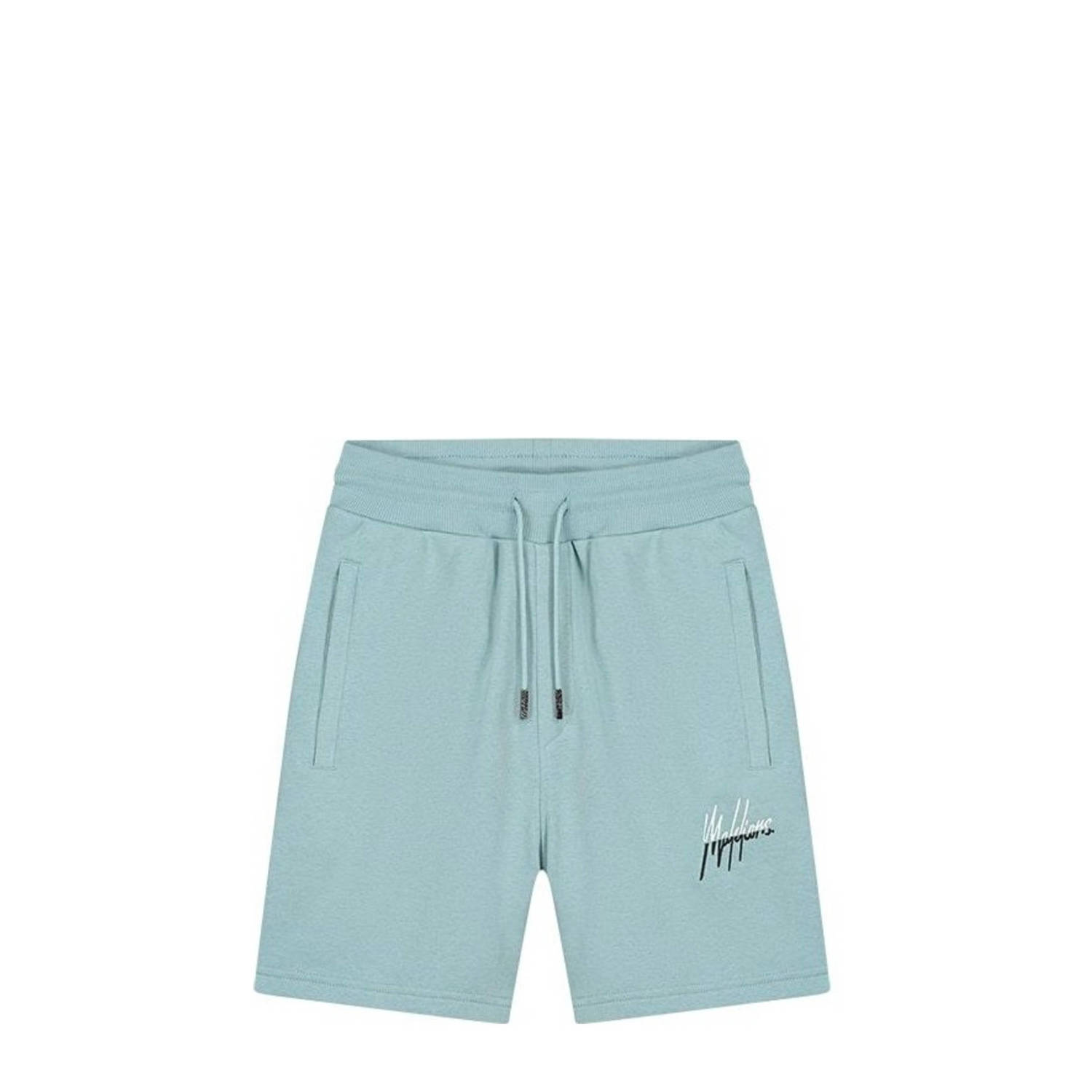 Malelions regular fit short met logo light blue off-white