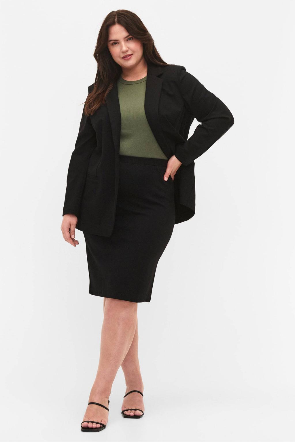 Zizzi rechtvallende blazer JMADDIE zwart