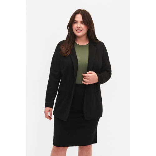 Zizzi rechtvallende blazer JMADDIE zwart afbeelding