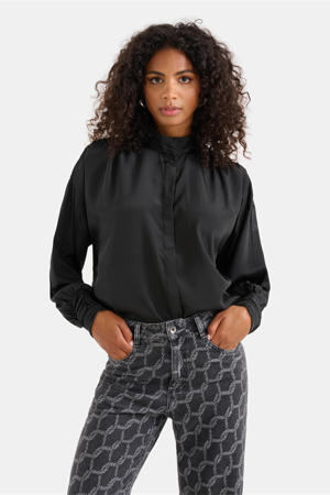 blouse met plooien zwart