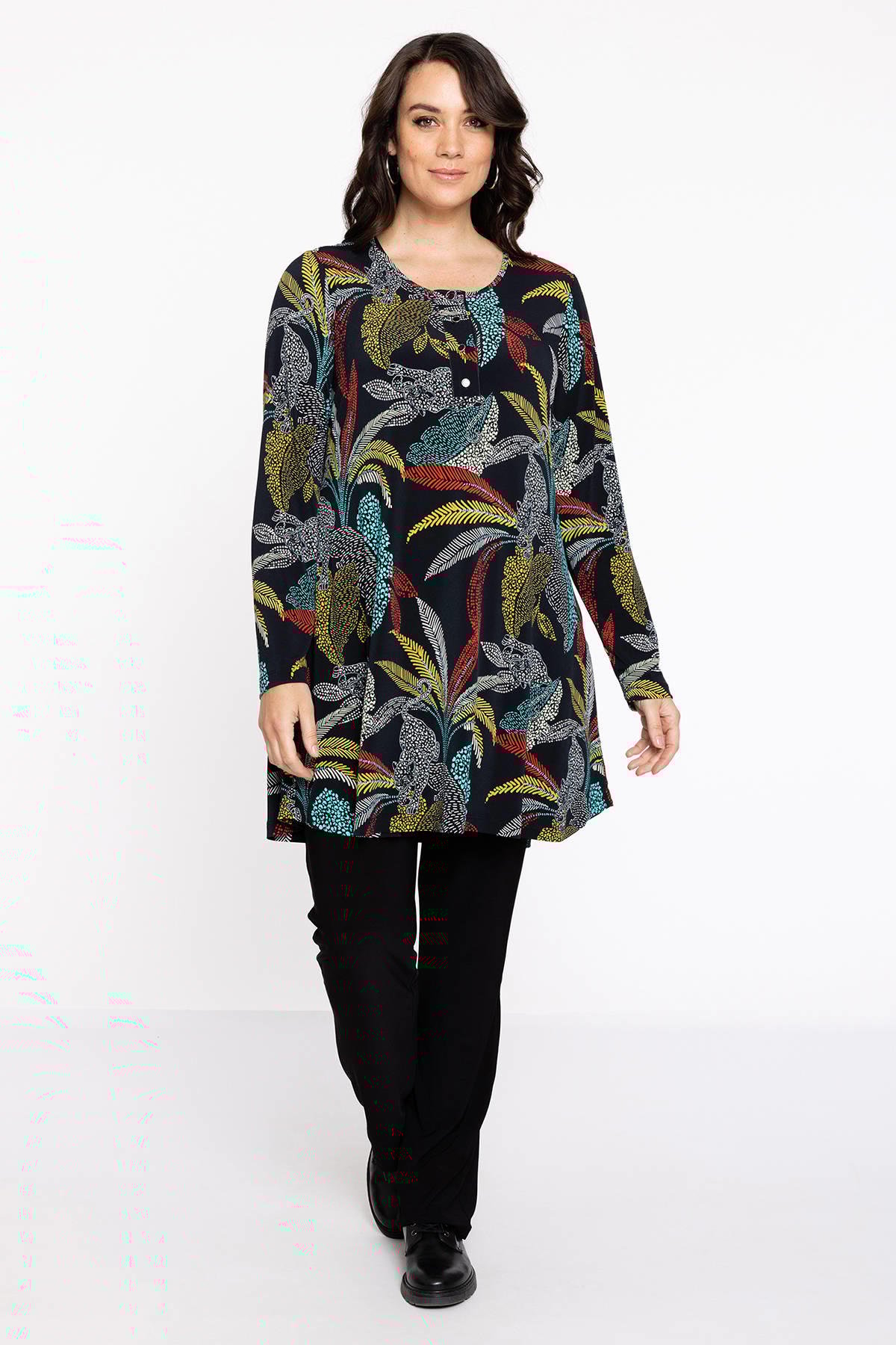 Travelstof Kleding Yoek Grote Maten YOEK Tuniek DOLCE Van