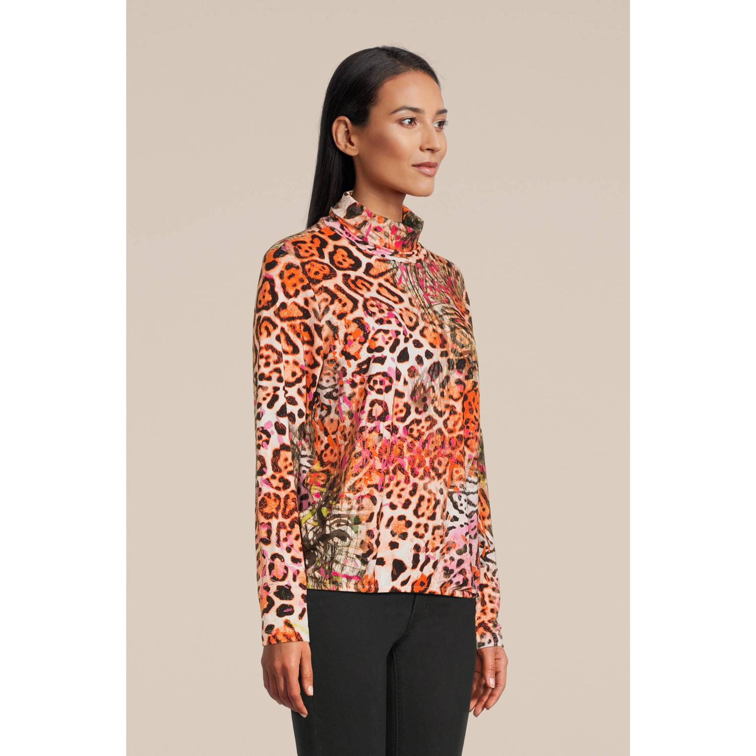 ROBERTO SARTO top met dierenprint oranje wit roze