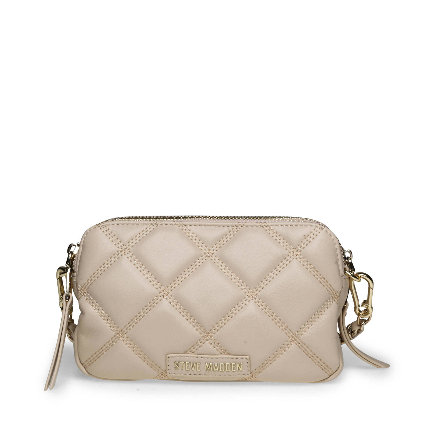 Steve Madden doorgestikte crossbody tas Bmarvis beige