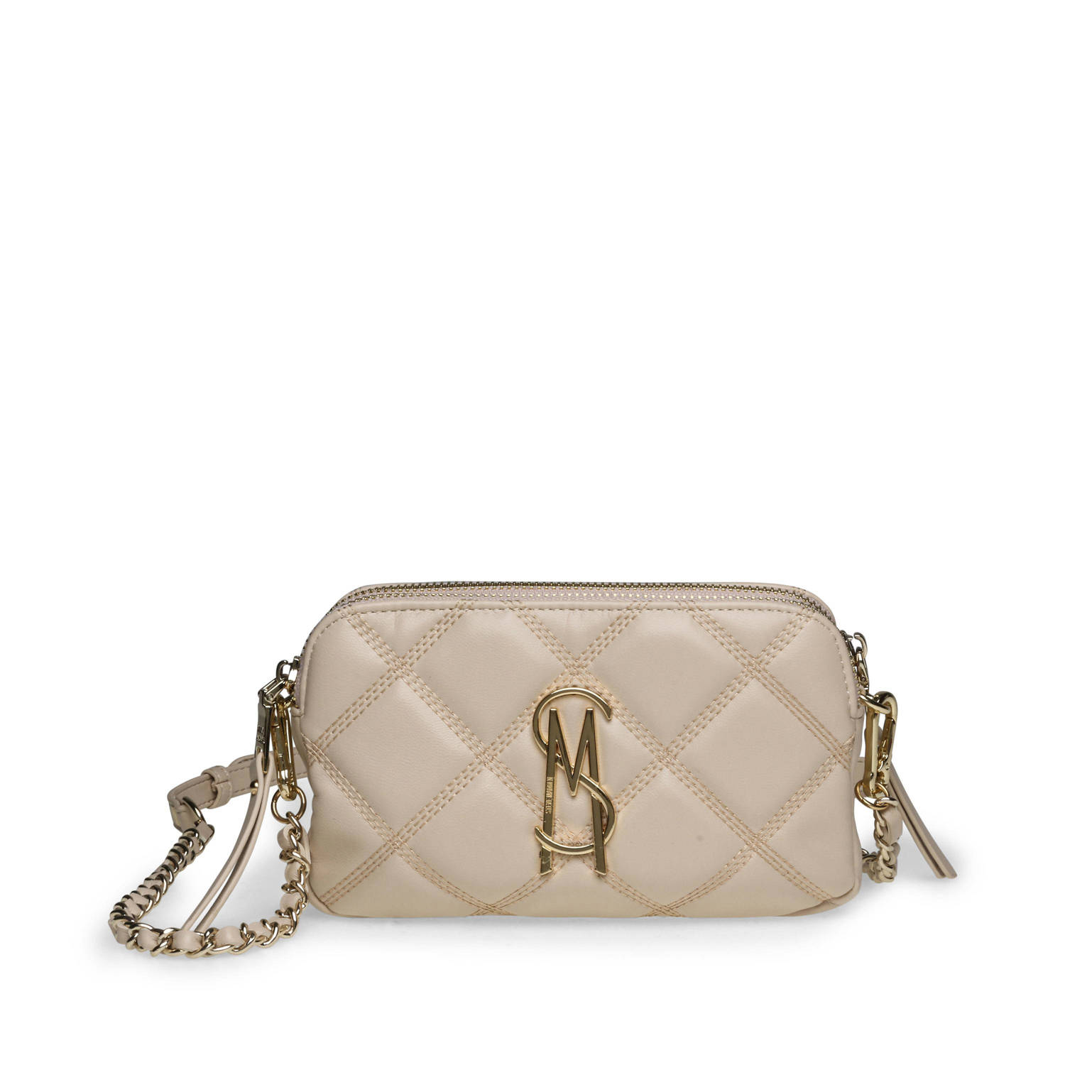 Steve Madden doorgestikte crossbody tas Bmarvis beige