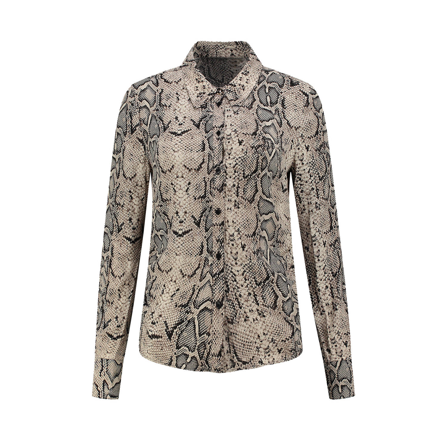 Fifth House blouse met slangenprint beige