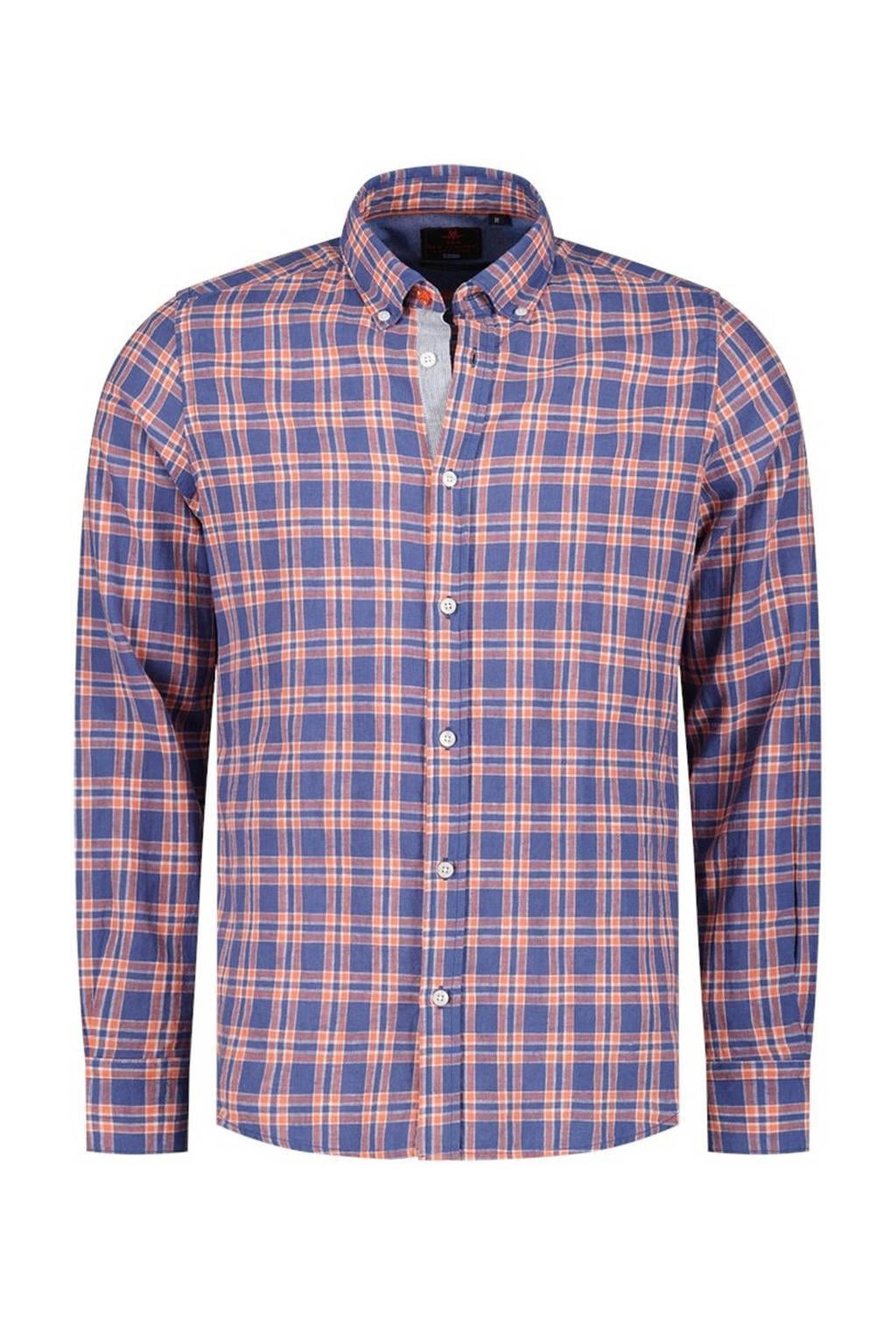 Flanellen blouse met opstroopbare mouwen in marine/kers geruit | Witt Flanellen blouse met opstroopbare mouwen in marine/kers geruit | Witt