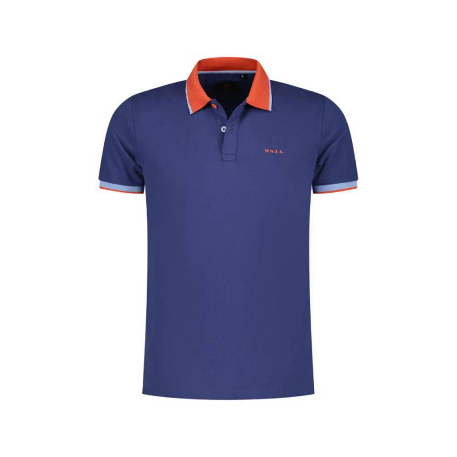 New Zealand Auckland polo met contrastbies blauw