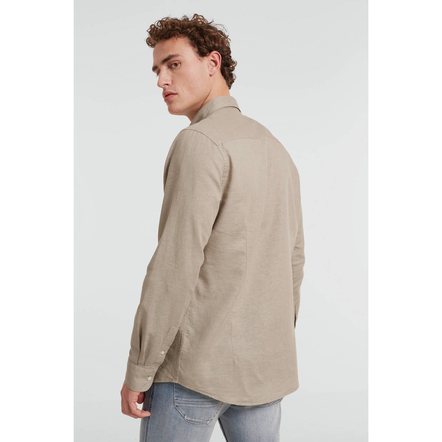 New Zealand Auckland regular fit overhemd linnen Shimmering sand