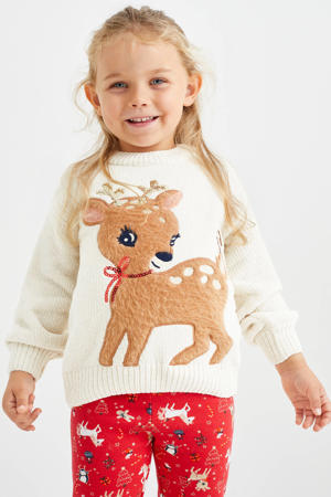 kersttrui met 3D applicatie ecru