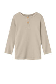thumbnail: Beige jongens NAME IT MINI longsleeve van duurzaam katoen met lange mouwen en ronde hals