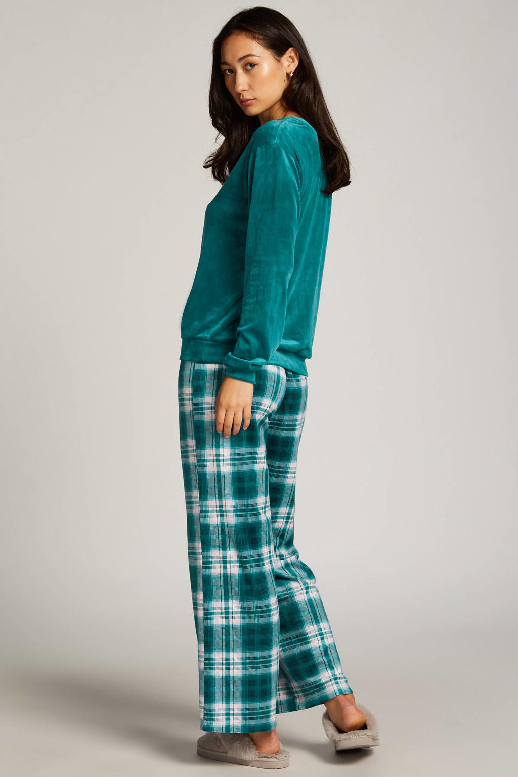 Hunkemöller fluwelen pyjamashort groen Hunkemöller fluwelen pyjamashort groen