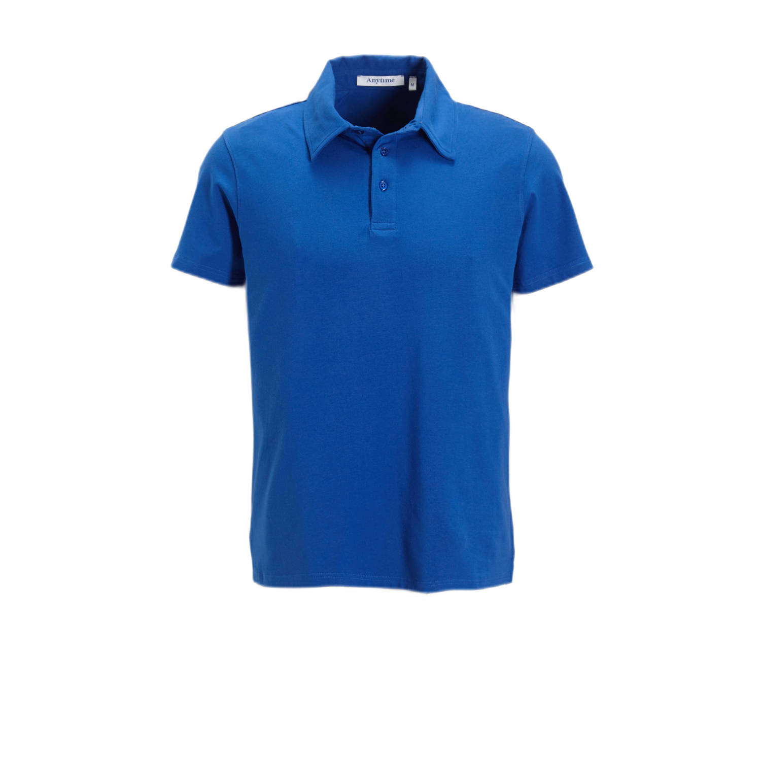 Anytime slim jersey polo blauw